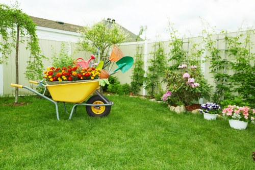 Brent Park garden landscaping with paving and planting