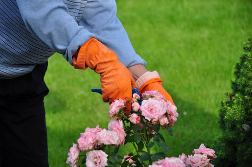 Professional gardeners following a safe work routine